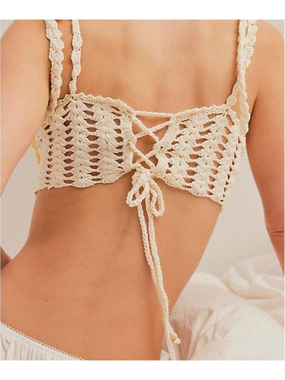 Free People Sweet On You Crochet Bra in Lemon L NWT - Picture 3 of 11